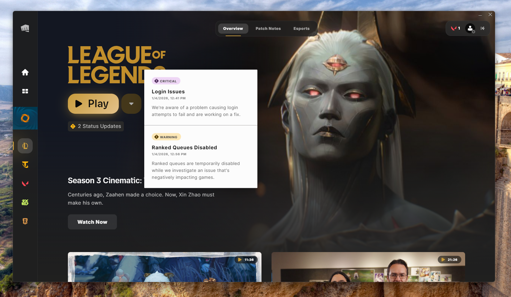 Server Status and Riot Client